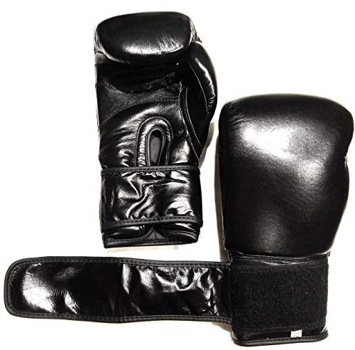Top Grade Leather Boxing Gloves for Men and Women - Muay Thai Training Kickboxing Fighting Multi Layer Foam Sparring Gloves - Safety Strap Boxing Gloves with Black Palm 20oz, 22oz, 24oz - size: 24oz