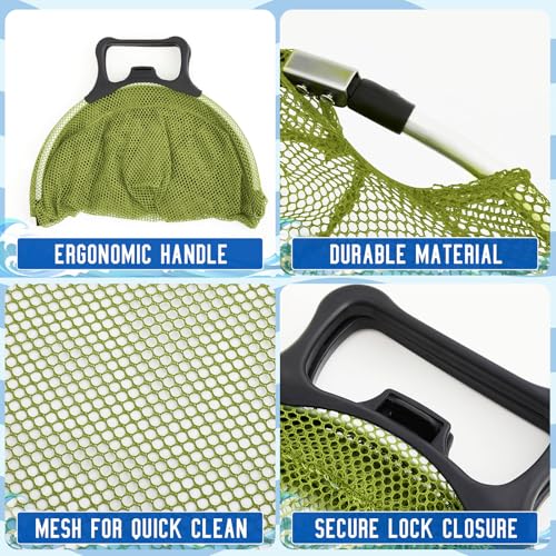 4 Pcs Lobster Clam Diving Chum Bags for Saltwater Fishing Mesh Dive Bag with Handle Lock for Fishing Clamming Diving Snorkeling Scalloping (Green)