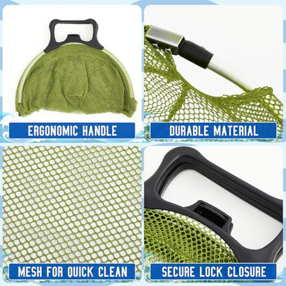 4 Pcs Lobster Clam Diving Chum Bags for Saltwater Fishing Mesh Dive Bag with Handle Lock for Fishing Clamming Diving Snorkeling Scalloping (Green)