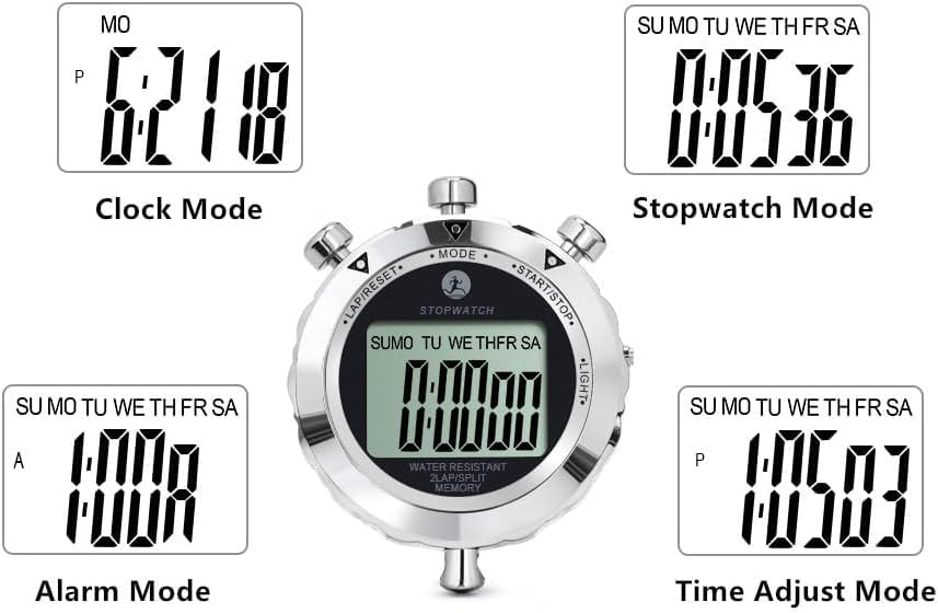 Stopwatch Timer, Digital Stop Watch with 0.01second & 0.001second Timing, Metal 10/100/400 Laps Memory, Rolilink Large dispaly Alarm Clock for Coach Sports Running Marathon - color: 2 Lap With Backlight-metal