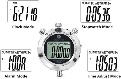 Stopwatch Timer, Digital Stop Watch with 0.01second & 0.001second Timing, Metal 10/100/400 Laps Memory, Rolilink Large dispaly Alarm Clock for Coach Sports Running Marathon - color: 2 Lap With Backlight-metal