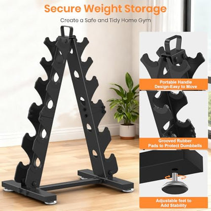 TomCare 6-Tier|5-Tier|4-Tier|2-Tier Dumbbell Rack Stand Only for Home Gym - color: Black, size: 6 Tier