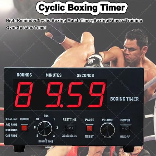 Professional Gym Timer, Big Screen Boxing Interval Timer, Adjustable Sound/Training Time/Cycle Repetitions, Muay Thai Training Timer for Boxing, Muay Thai, Fighting, Taekwondo, Karate Green - color: Green