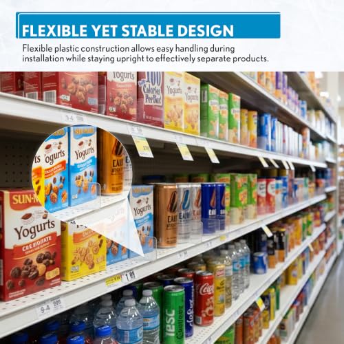 Corp. 50 Pack Shelf Dividers for Retail Stores, 1" H x 9-9/16" L, 15 mil Crystal Clear PVC Adhesive Mount Retail Shelf Separator, SD-1510