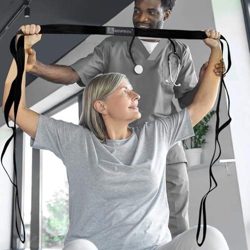 A AZURELIFE Premium Durable Stretch Straps with Loops, Stretching Strap for Physical Therapy, Multi-Loop Yoga Strap Fitness Exercise Strap for Yoga, Pilates, Dance, Flexibility&Exercise - color: #2-Black
