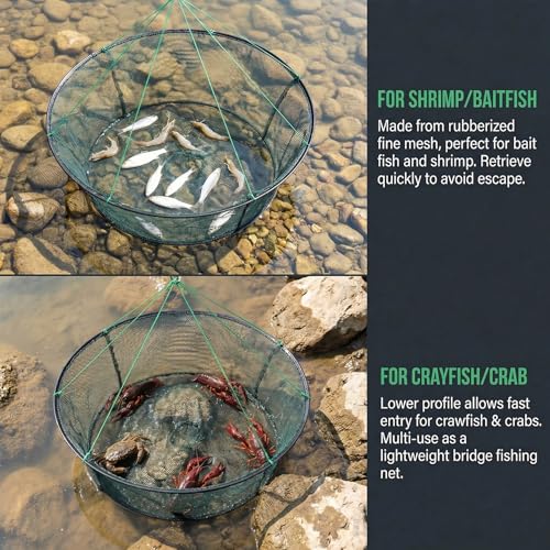 Persei Foldable Fishing Net Hand Casting Cage Crab Net for Fish Shrimp Minnow Crayfish Crab