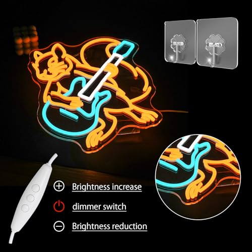 Squirrel Guitar Neon Sign for Wall Decor Beer Bar Guitar Neon Light, USB Powered Orange Squirrel Music Led Light Sign for Bar Live Music,Man Cave,Home, Party,Office, Bedroom - style: Squirrel Guitar