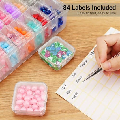 Bead Organizer Box, 30 Pcs Small Beads Storage with 84 Label Stickers, Clear Plastic Small Containers for Jewelry Making, Diamond Painting, DIY Art Crafts, Bracelet Making, Nail Rhinestones, Seeds - color: 1-Pack 30 Pcs