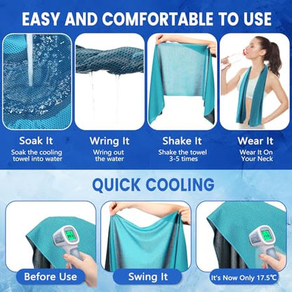 Hosuly 30 Pack Cooling Towels Bulk Microfiber Breathable, Aqua - color: Aqua