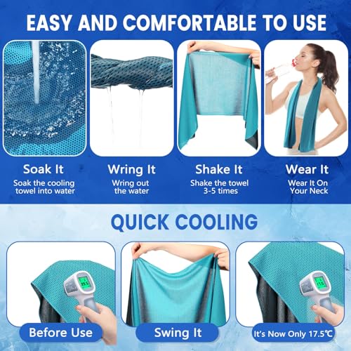 Hosuly 100 Pack Cooling Towels, 40"x12" - color: Water Blue