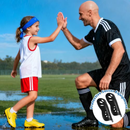 Soccer Shin Guards, 2 Pair Lightweight and Breathable Shin Guard Sleeves for Adults Football Player, Calf Protective Gear Shin Guards for Men Women (Bigger Shin Guards) - color: Black Blue