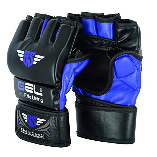 MMA Gloves, UFC Kickboxing Gloves, MMA Sparring Gloves, MMA Training Equipment, Fighting Gloves for Mixed Martial-Arts, MMA Training Gloves Adults Men & Women by BeSmart - color: Blue, size: Medium
