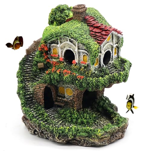 Aquarium Decor Hideaway Cave, Betta Fish Tank House Accessories for Amphibians, Goldfish, Shrimp, Conch - style: Type-B