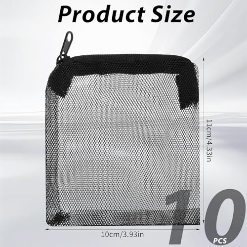 10PCS Aquarium Filter Media Bags, 3x4 Inch Fish Tank Media Mesh Filter Bags, Reusable Mesh Filters Bag for Activated Carbon, Filter-Stones and Ceramic Rings, Black Mesh-Net Filters Bag with Zipper