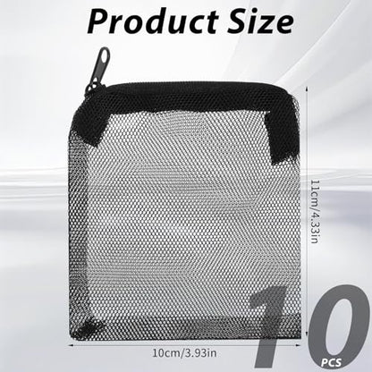 10PCS Aquarium Filter Media Bags, 3x4 Inch Fish Tank Media Mesh Filter Bags, Reusable Mesh Filters Bag for Activated Carbon, Filter-Stones and Ceramic Rings, Black Mesh-Net Filters Bag with Zipper