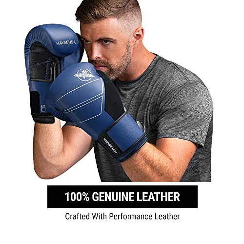 Hayabusa S4 Leather Boxing Gloves | 12oz Boxing Gloves, Muay Thai Gloves, Kickboxing Gloves, Leather Training Gloves, Men and Women, 16oz Boxing Gloves - color: Blue, size: 16 oz