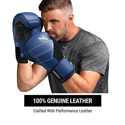Hayabusa S4 Leather Boxing Gloves | 12oz Boxing Gloves, Muay Thai Gloves, Kickboxing Gloves, Leather Training Gloves, Men and Women, 16oz Boxing Gloves - color: Blue, size: 16 oz