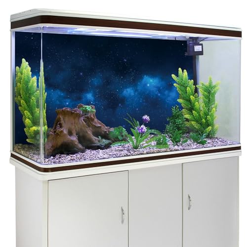AWERT 72x18 inches Galaxy Aquarium Background Cloud Stars and Blue Cosmic Universe Fish Tank Background Mystery Space Terrarium Background