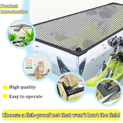 Magnetic Aquarium Anti-Jumping Net Cover, Plastic Cuttable Fish Tank Anti-Jump Protective Lid, Adjustable Size Fit Tank Size Max 78''X24'' - size: 20x20cm/7.87x7.87"