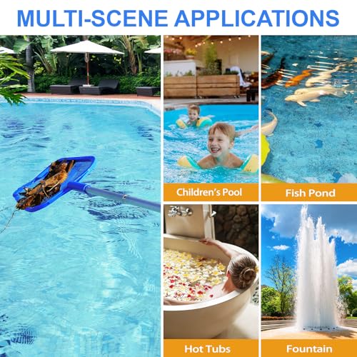 Pool Skimmer - Pool Skimmer Net with 5 Section Adjustable Telescopic Aluminum Pole, 23''- 60'', Pool Net Skimmer Rake with Ultra Fine Mesh , Pool Leaf Skimmer for Swimming Pools, Spas, Hot Tubs