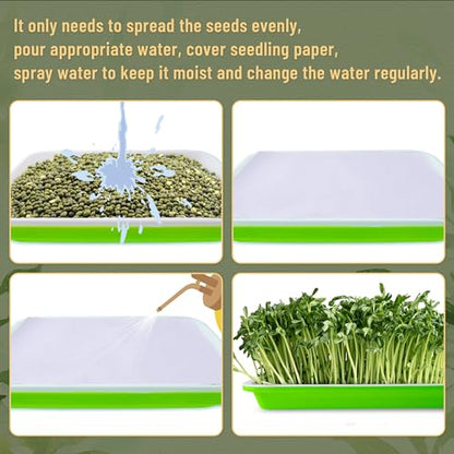 Pack 6 of Seed Sprouter Tray with Drain Holes,Seed Germination Tray Kit BPA Free Nursery,Soil-Free Wheatgrass Sprouter Microgreens Growing Kit (Green-6 Pack) - color: Green-6 Pack