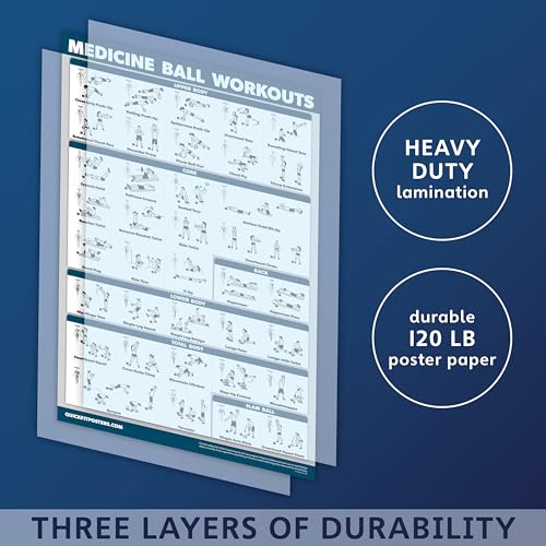 Palace Learning 2 Pack - Medicine Ball Workouts Volume 1 & 2 Exercise Poster Set - Fitness Charts
