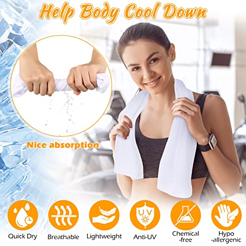 Redbaker 20 Pcs Cooling Towel Ice Towel with Bag for Neck Face, White - color: White