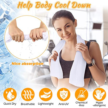Redbaker 20 Pcs Cooling Towel Ice Towel with Bag for Neck Face, White - color: White
