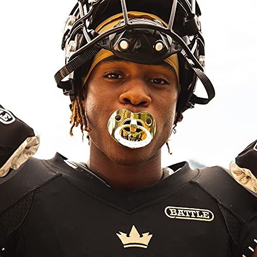 Battle Binky Oxygen Football Mouthguard | Maximum protection for safe secure fit, Built-in airflow channels, No boiling required, Advanced composite material - color: Chrome Gold