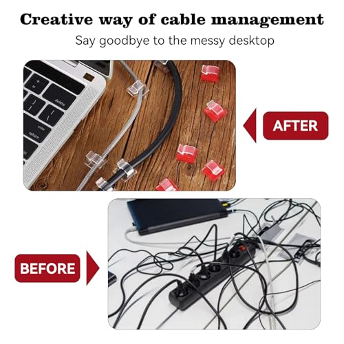 5/8 in Adhesive Cable Clips, 60pcs Outdoor Light Clips, Cord Clips, Sturdy Wire Clips, Finisher Wire Clamp for Home, Car, Office Wire Management Clips (Clear, 5/8"-60PCS)