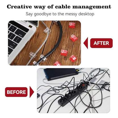 5/8 in Adhesive Cable Clips, 60pcs Outdoor Light Clips, Cord Clips, Sturdy Wire Clips, Finisher Wire Clamp for Home, Car, Office Wire Management Clips (Clear, 5/8"-60PCS)