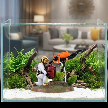DOITOOL Plastic Diver Treasure Chest Aquarium Ornament Decorative Accessory for Fish Tanks Unique Underwater Scene and Design