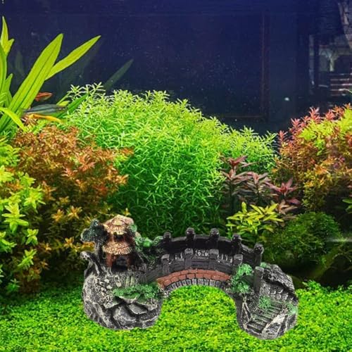 Resin Aquarium Decor Bridge for Fish Tank with Smooth Finish and Safe Material for Creating Aesthetic Aquascapes (B)