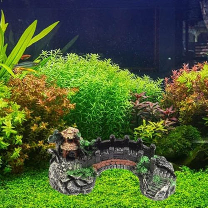 Resin Aquarium Decor Bridge for Fish Tank with Smooth Finish and Safe Material for Creating Aesthetic Aquascapes (B)