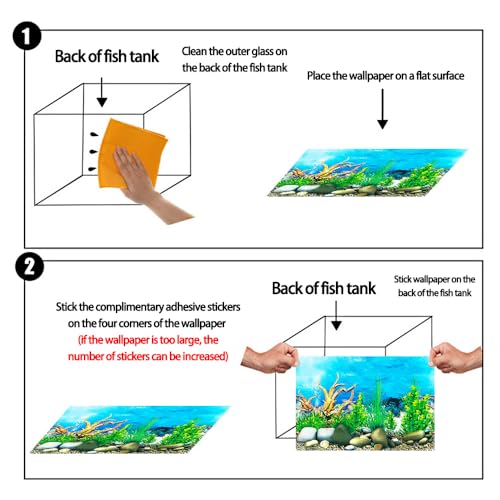 Double Sided Fish Tank Background 12 x 20 Inches for Fish Tanks Aquarium Backgrounds Decorative Poster Paper Sticker Waterproof Fish Tank Wallpaper (Conch Coral B)