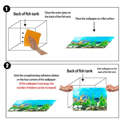 Double Sided Fish Tank Background 12 x 20 Inches for Fish Tanks Aquarium Backgrounds Decorative Poster Paper Sticker Waterproof Fish Tank Wallpaper (Conch Coral B)