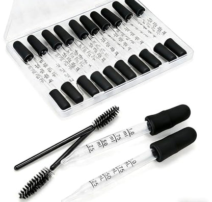 22-Piece Glass Dropper Set with 20 Droppers and 2 Cleaning Tools. 1ML Straight & Bent Tip Droppers for Medicine, Oils and Liquids, Applicable to Lab, Crafts, Ear, Eye Care and Liquid Transfer.