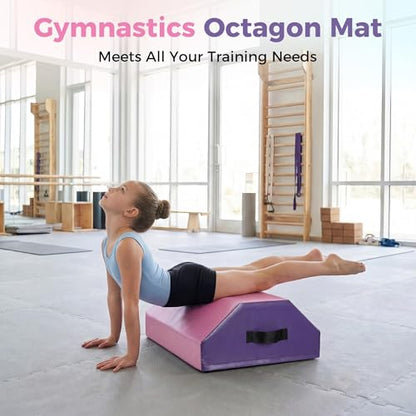 19"X19"X23" Octagon Mat Gymnastics, with High-Density Foam & Waterproof Cover, Skill Shape Tumbling Mat Gymnastics Octagon, Octagon Tumbling Mat Somersault Backbend Trainer for Gymnastics, Cheerleading & Martial Arts