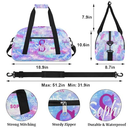 Custom Gym Dance Bag with Name, Watercolor Purple Blue Galaxy Universe - color: Color 24
