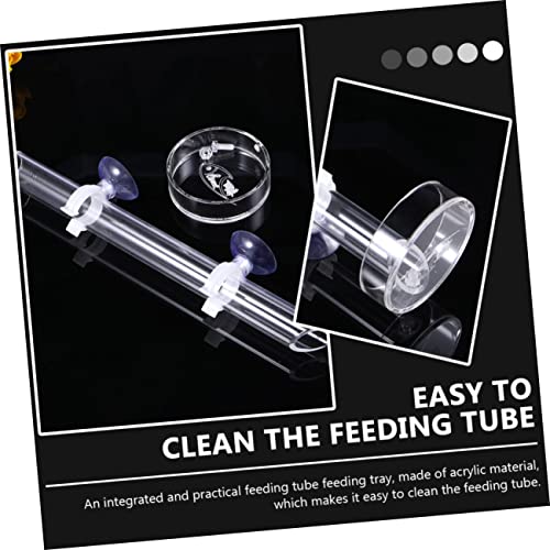 BESPORTBLE Transparent Acrylic Shrimp Feeding Tube with Feeding Basin for Brine Shrimp Blood Worms and Worms Convenient Aquarium Tool