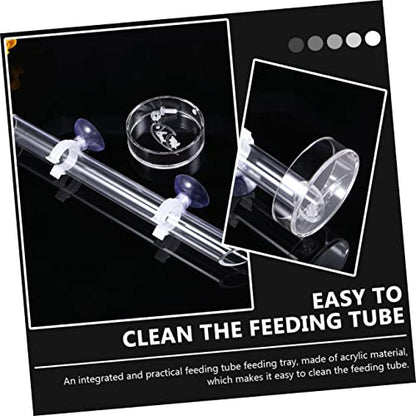 BESPORTBLE Transparent Acrylic Shrimp Feeding Tube with Feeding Basin for Brine Shrimp Blood Worms and Worms Convenient Aquarium Tool