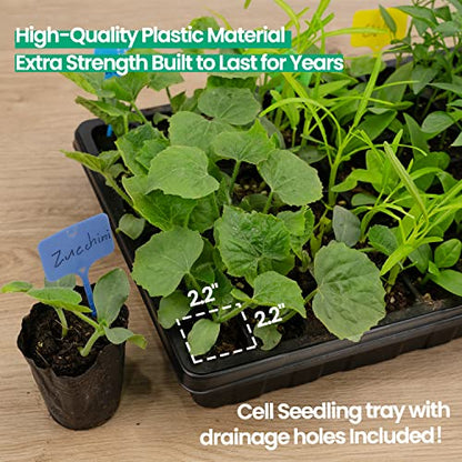 SOLIGT 2 Set 60-Cell Seed Starter Kit - Strong Seed Trays with Humidity Domes, Cell Trays and Seedling Heat Mats - Cloning, Propagation and Germination Station - size: 2 SET