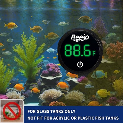 Fish Tank Magnetic Glass Cleaner, Fish Tank Thermometer, 2-in-1 Aquarium Thermometer Digital with Touch Digital Thermometer, Floating Mini Algae Scraper Cleaning Tool Specially for Glass Fish Tanks - color: Black