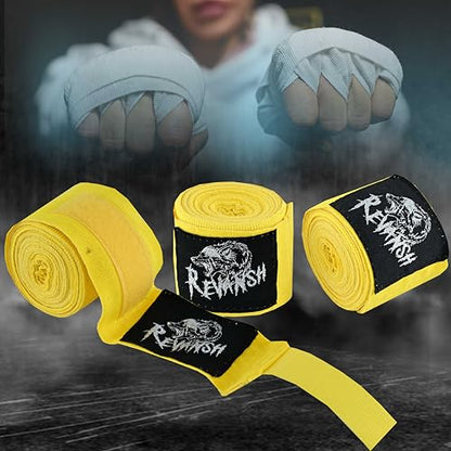 Sports 180-Inch Mexican Style Hand Wraps – Elasticated for Boxing, MMA, Kickboxing, Muay Thai & Martial Arts | Men & Women - color: Yellow