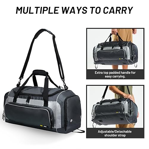 MIER Large Gym Bag for Men 60L Duffel Bag with Shoe Compartment - color: Grey