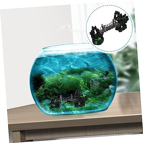 BESPORTBLE Underwater Suspension Bridge Decor for Fish Tank Resin Rockery Ornament Aquarium Landscaping Statue for Betta Fish Habitat and Aquarium Accessory