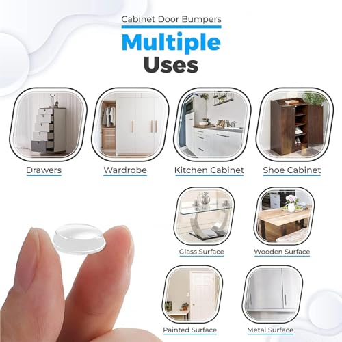 Transparent Silicone Anti-Slip Pads Self Adhesive Bumpers for Furniture, Cabinets, Doors & Glass Surface Protection (Pack of 100)