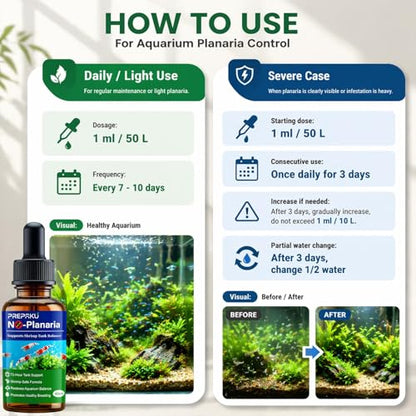 No Planaria & Hydra Support, Aquarium Balance Liquid for Shrimp & Fish, Helps Maintain Tank Stability and Reduce Flatworm-Related Issues, Shrimp-Safe Formula, 60ml