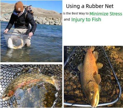 Rubber Fishing Net Replacement Hook Resist Fishing Nets for Fly Fish Landing Net, Trout Nets,Rubber Mesh Bag 4 Size - color: Black, size: Fit Hoop Dia.:15.7" - 17.7"/Depth:15.7"/CIRC:50"