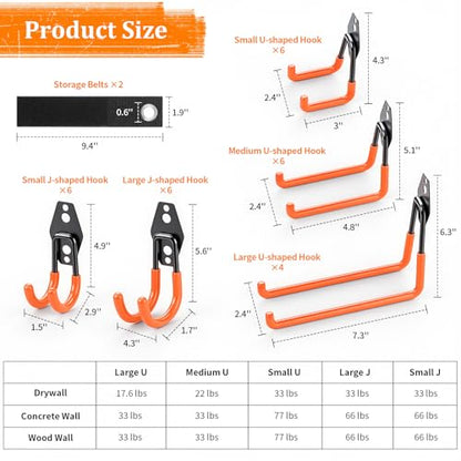 Housolution Steel Garage Hooks - 30Pack Anti-Slip Coating, Orange - color: Orange